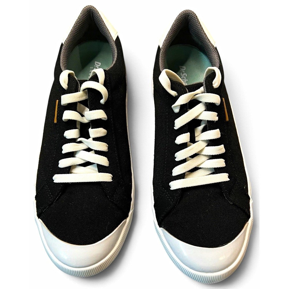 Dr. Scholl's Women’s Black/White Canvas Lace-Up Casual Sneakers US 9 EU 40